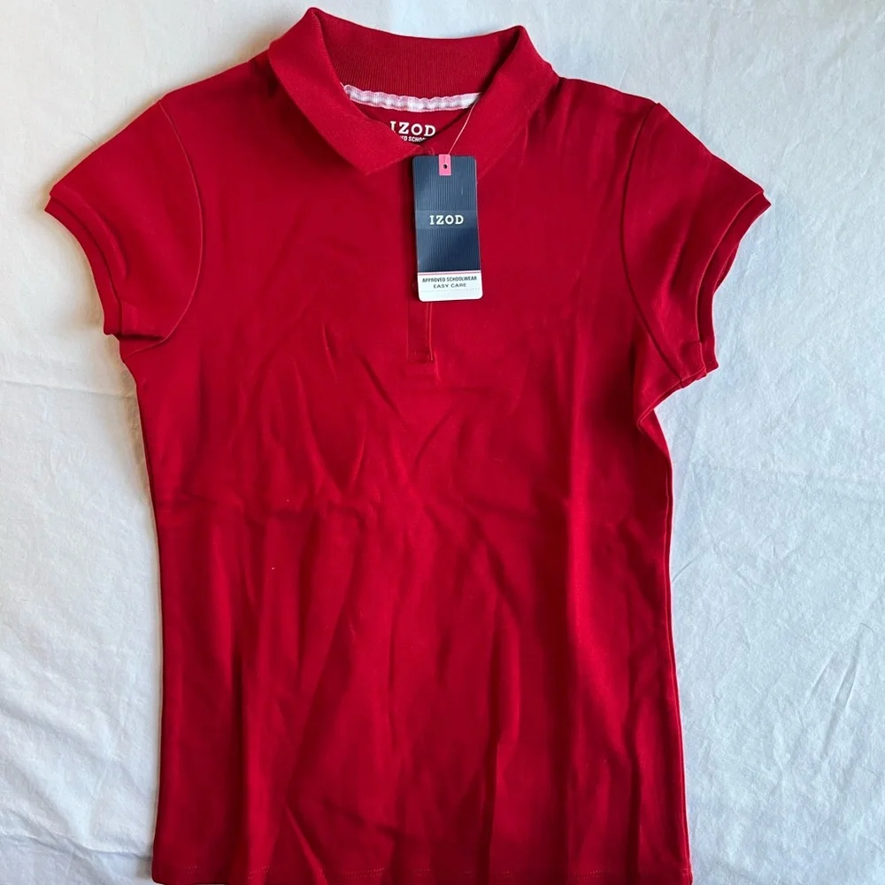 Izod Girls Uniform Scarlet Short Sleeve Polo